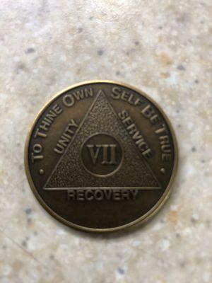 Received my seven year sobriety coin from my sponsor at Roadrunners Men's Meeting