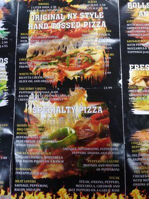 menu - pizza