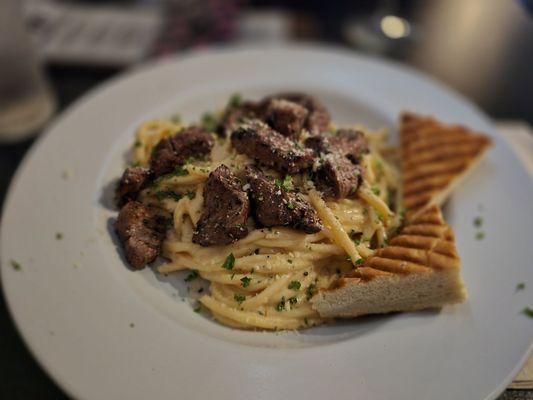 Cacio E Pepe with steak filet.