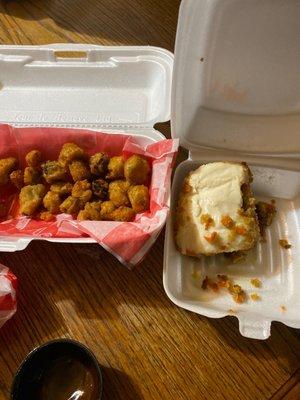 Homemade Carrot Cake, Fried Okra