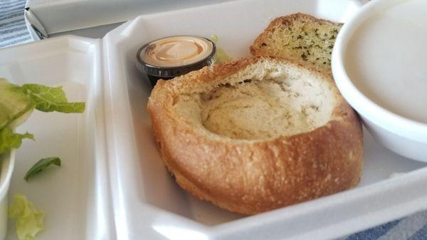 Bread bowl is the same height as the ramekin