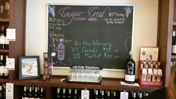 Information Blackboard in Tasting Room