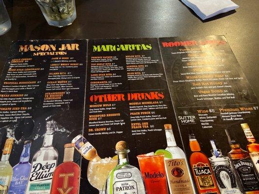 The drink menu