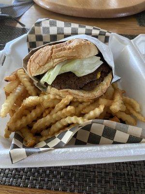 Burger and fries.