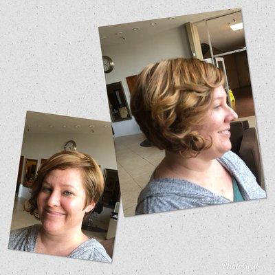 Unbalanced bob with natural blonde highlights