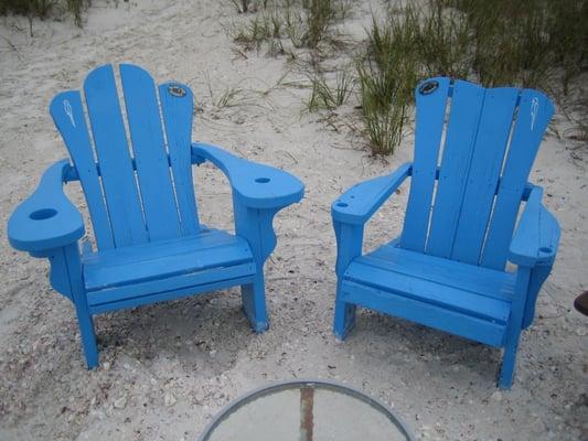 After photo of the repaired chairs, back home on the beach now.