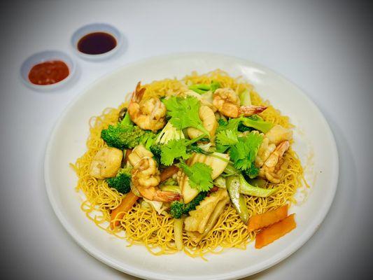 Fried Seafood with egg noodles