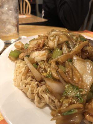 Chicken Lo Mein with Ramen Noodles.  Pretty average.