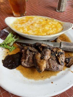 Steak lunch and macaroni side was perfect size for lunch.