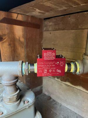 Morgans Plumbing has installed the Little Firefighter Gas Automatic Shut-Off Valve for a residential client.