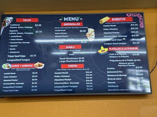 Updated menu