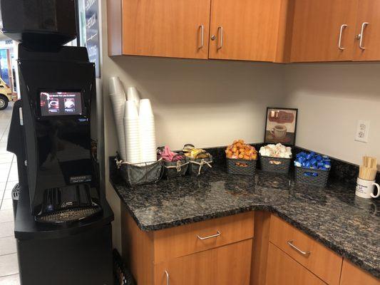 New coffee station with hot chocolate options!