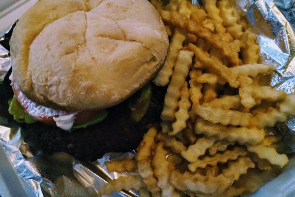 Black Bean Burger with french fries. Definitely ordering again.