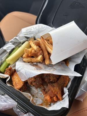 Wings and fries to go