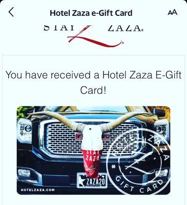 Picture of the electronic gift card