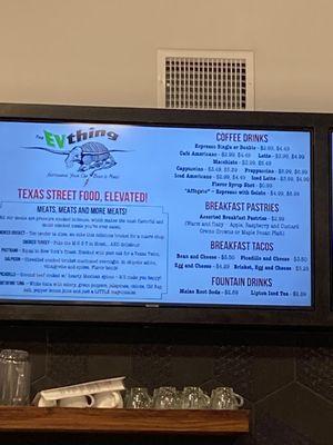 Menu on the screens