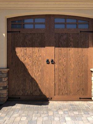 Beautiful faux wood garage door. Canyon Ridge collection.