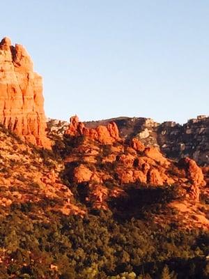 There is a view of the red rocks - so beautiful