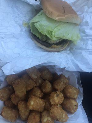 Burger and tots