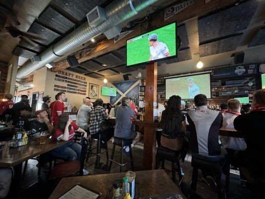 Fans watching soccer ~ full house