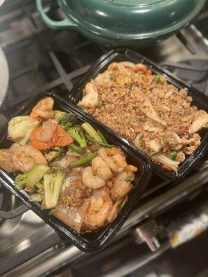 D21. Pad See Ew with Shrimp, D56. Pineapple Fried Rice with Chicken. Both DELICIOUS!