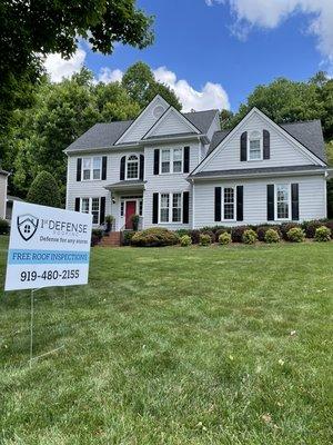 New roof and gutters installed in Holly Springs, NC.