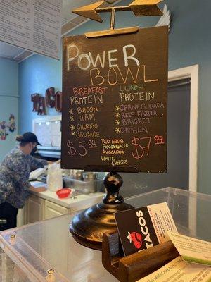 Power bowl menu