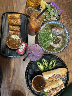 Oxtail Pho, chicken Spring Rolls - Lemongrass Chicken Bnh M - Braised Pork Belly , The Nightmare Passion Fruit Hibiscus, Strawberry Dream