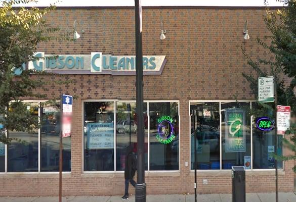 Gibson Dry Cleaners storefront on W Irving Park Rd