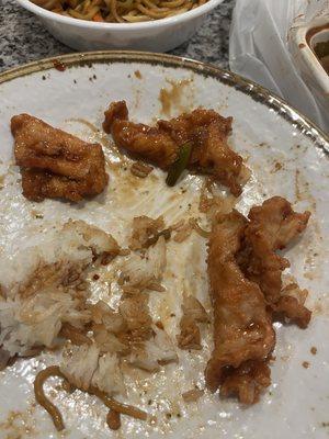 Big chunks of chicken pieces that were hard to eat