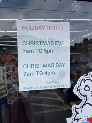 Holiday Hours