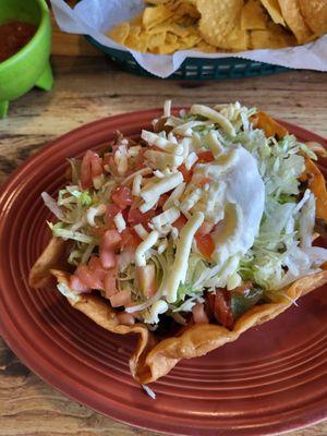 The Fajita Taco salad started out looking  terrific. Another photo shows what happened as it "melted" into a watery stew.