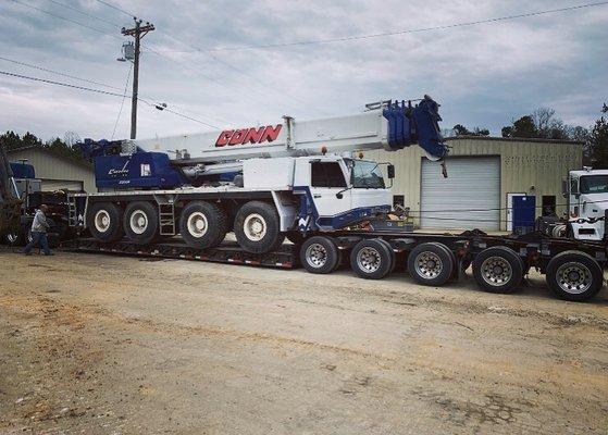 Hauling this Tadano crane on an 8-Axle RGN. TXL hauls it all!