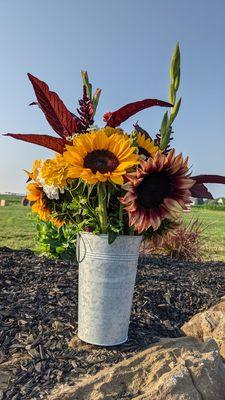 Mixed sunflower bouquets.