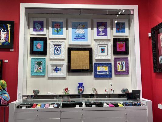 Wall of Original Original Britto Paintings