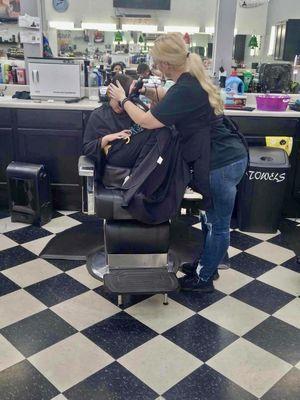 Barber Patricia Lea Colburn Teaching Junior My Non Verbal Son the process of a haircut with passion and determination.