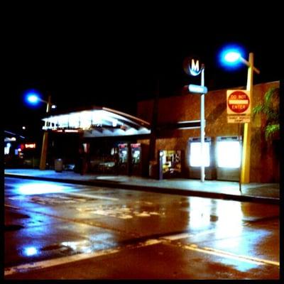 Reseda orange line rainy night