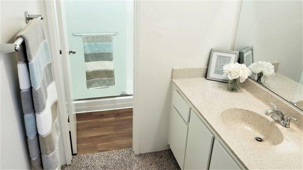 Large Vanity with Designer Speckled Countertops