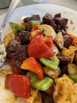 Pepper beef and mushroom