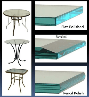 Glass table tops and shelves