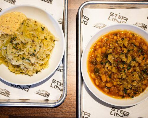 House-made braised sauerkraut & BBQ navy beans