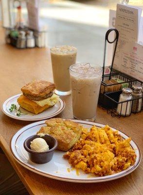 Sausage biscuit sando & soyrizo scramble