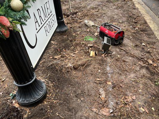 Installing new LED outdoor lights for signage