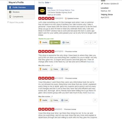 The manager of Midas engaging in trickery with reviews.