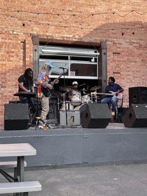 Courtyard with stage and live band