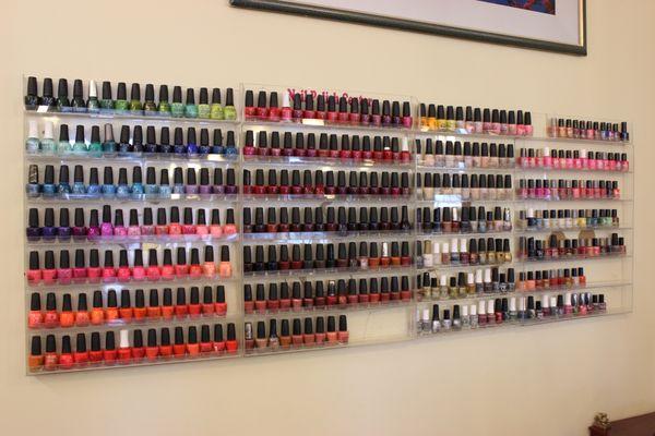 Our large nail polish collection featuring OPI, chinaglaze, and more! We are also always adding new colors!