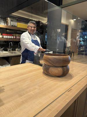 Fresh noodles being made