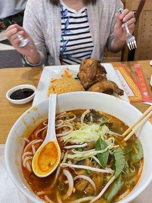 Bun bo hue. Spicy. Hot. Deep flavor. Big noodles. Just like Vietnam.   Great.