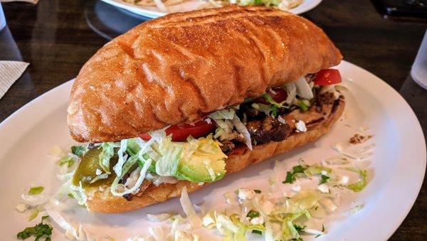 Torta with Encebollados - carne asada and onions.  Wow.  Just wow.