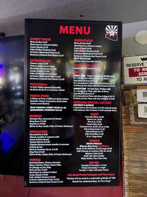 Menu board